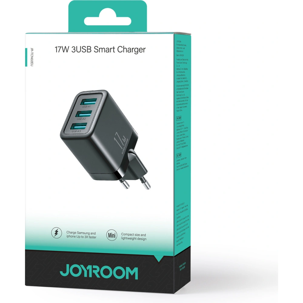 Hurtownia GSM - Hálózati töltő Joyroom JR-TCN02 3xUSB-A 17W 3.4A fekete - JYR922 - {ean13} - Hurt