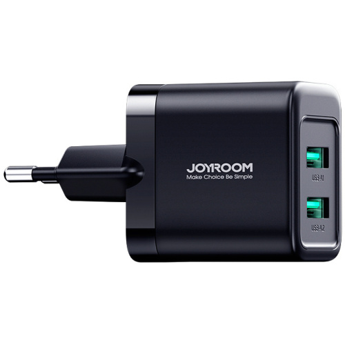 Joyroom Distributor - 6956116753412 - JYR923 - Joyroom JR-TCN01 wall charger 2xUSB-A 12W 2.4A black - B2B homescreen