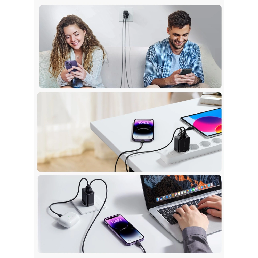 Hurtownia GSM - Hálózati töltő Joyroom JR-TCN01 2xUSB-A 12W 2.4A fekete - JYR923 - {ean13} - Hurt