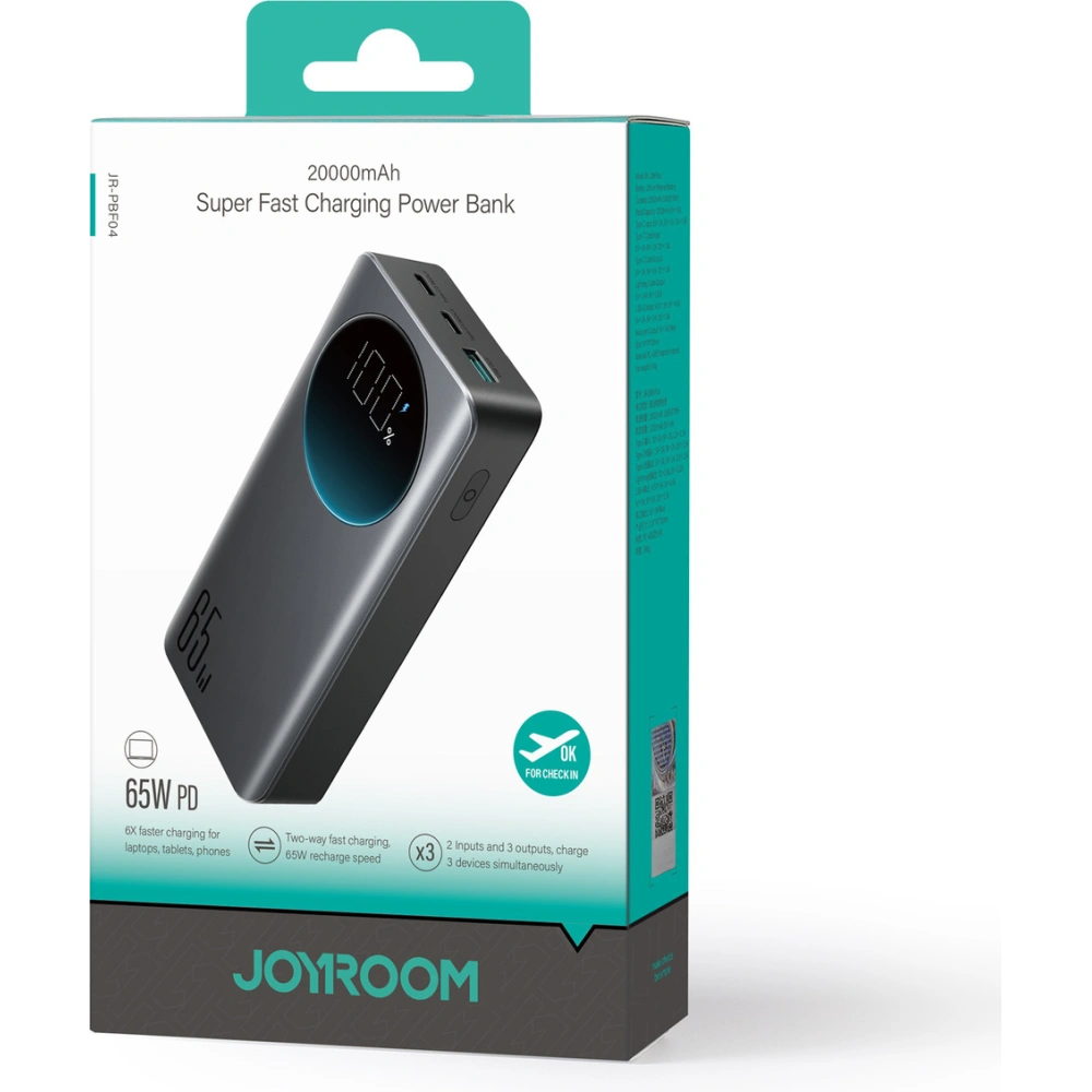 Hurtownia GSM - Powerbank Joyroom JR-PBF04 USB-A, 2xUSB-C 20000mAh 65W schwarz - JYR926 - {ean13} - Hurt