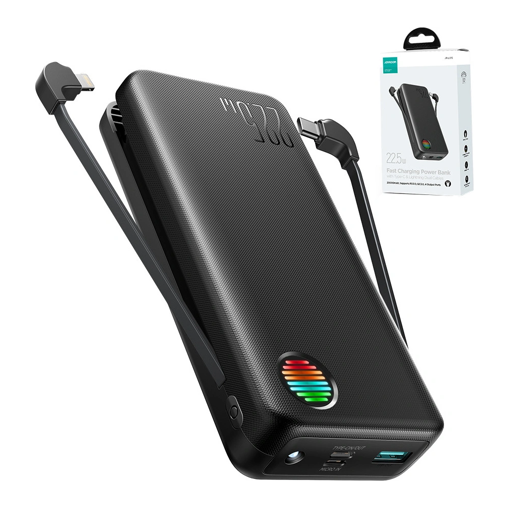 Hurtownia GSM - Powerbank Joyroom JR-L015 20000mAh 22.5W + cabluri USB-C, Lightning integrate negre - JYR928 - {ean13} - Hurt