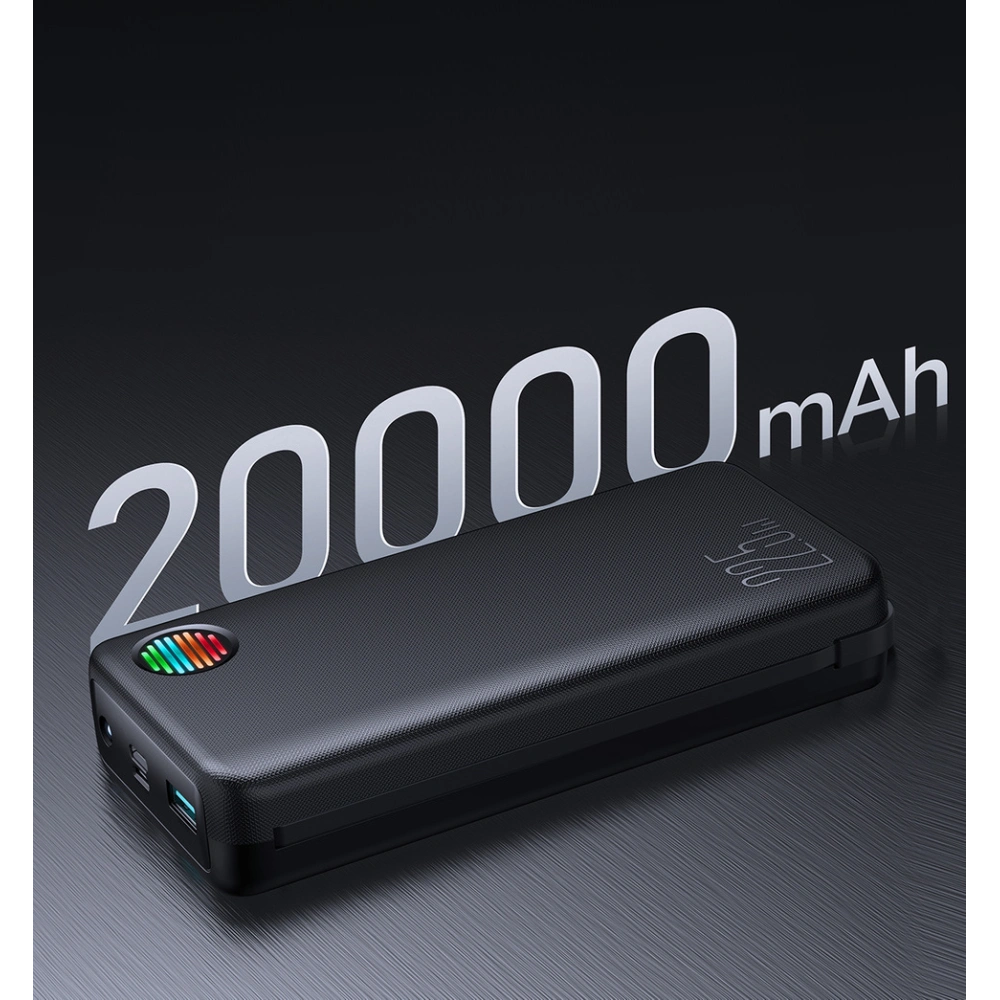 Hurtownia GSM - Powerbank Joyroom JR-L015 20000mAh 22.5W + beépített USB-C, Lightning kábelek fekete - JYR928 - {ean13} - Hurt