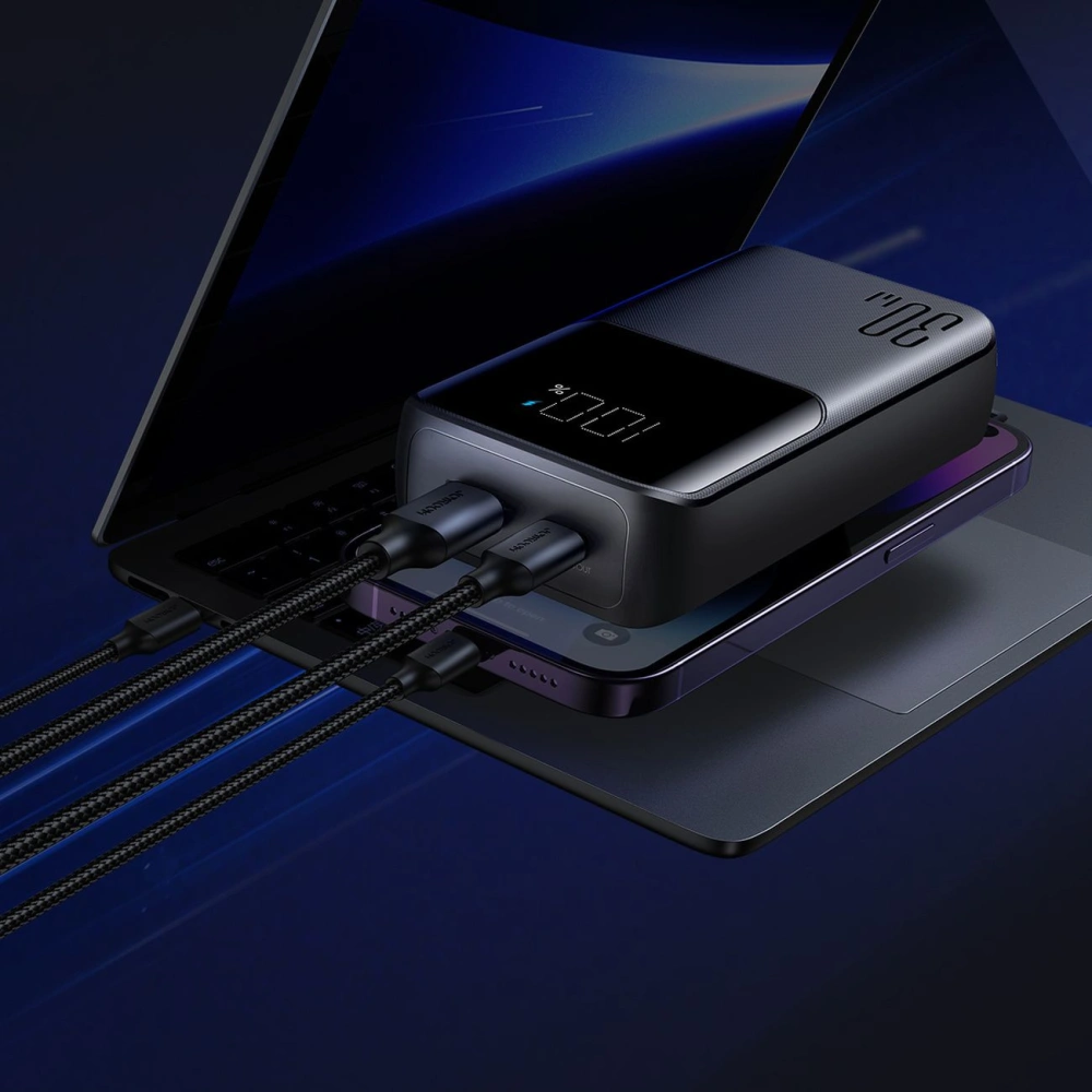 Hurtownia GSM - Powerbank Joyroom JR-PBC07 20000mAh 30W + cabluri USB-C, Lightning încorporate, negru - JYR930 - {ean13} - Hurt
