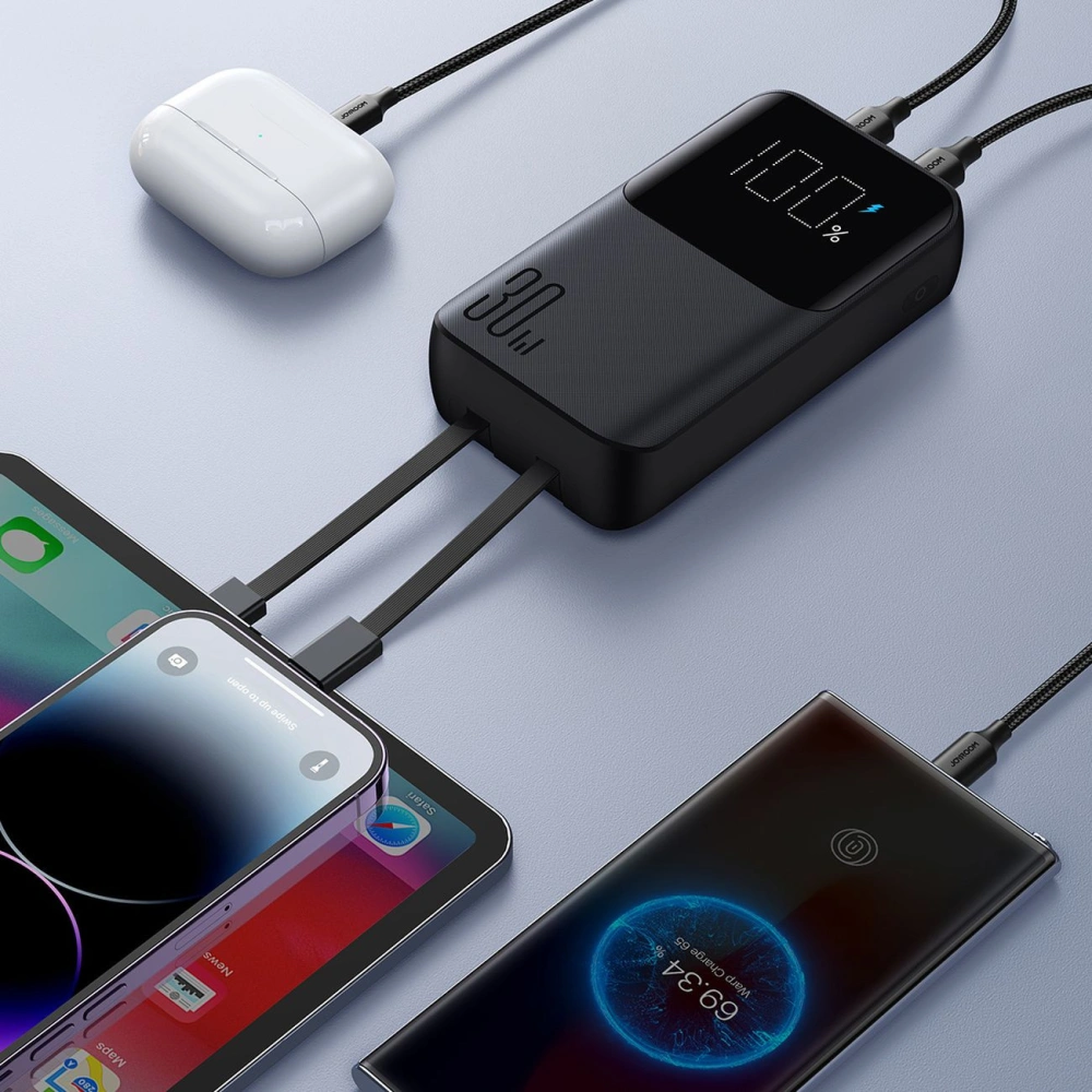 Hurtownia GSM - Powerbank Joyroom JR-PBC07 20000mAh 30W + cabluri USB-C, Lightning încorporate, negru - JYR930 - {ean13} - Hurt