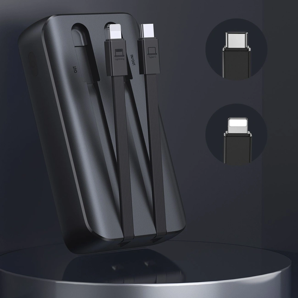 Hurtownia GSM - Powerbank Joyroom JR-PBC07 20000mAh 30W + cabluri USB-C, Lightning încorporate, negru - JYR930 - {ean13} - Hurt