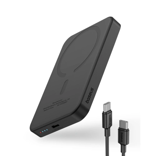 Powerbank Baseus 5000mAh 20W z funkcją ładowania indukcyjnego + kabel USB-C (20V/3A) czarny