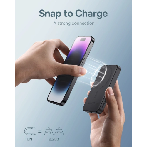 Powerbank Baseus 5000mAh 20W z funkcją ładowania indukcyjnego + kabel USB-C (20V/3A) czarny