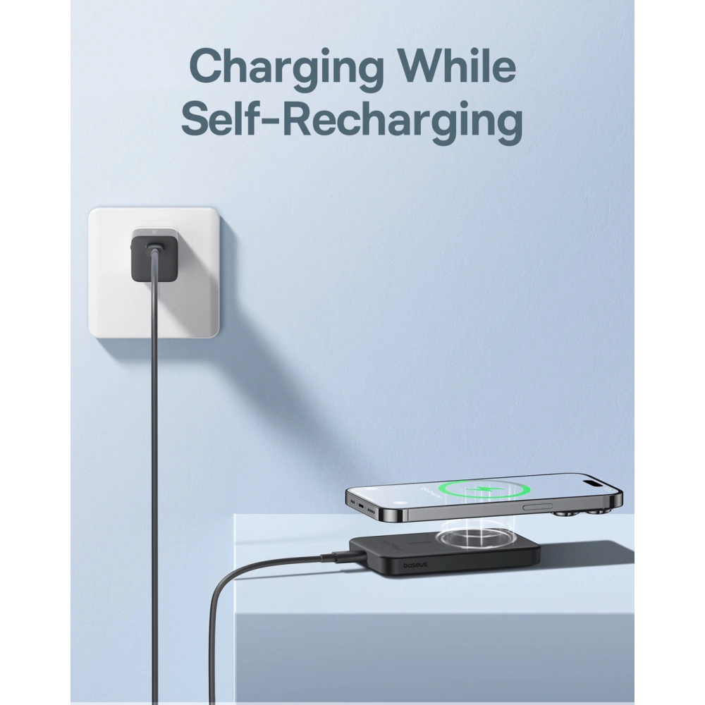 Hurtownia GSM - Powerbank Baseus 5000mAh 20W cu funcția de încărcare wireless + cablu USB-C (20V/3A) negru - BSU4799 - {ean13} - Hurt