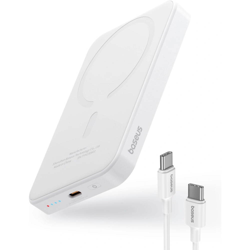 Hurtownia GSM - Powerbank Baseus 5000mAh 20W cu funcție de încărcare wireless + cablu USB-C (20V/3A) alb - BSU4800 - {ean13} - Hurt