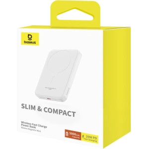Hurtownia GSM - Powerbank Baseus 5000mAh 20W mit induktiver Ladefunktion + USB-C-Kabel (20V/3A) weiß - BSU4800 - {ean13} - Hurt