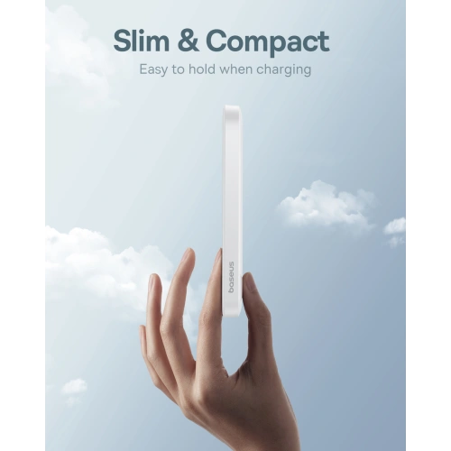Powerbank Baseus 5000mAh 20W z funkcją ładowania indukcyjnego + kabel USB-C (20V/3A) biały