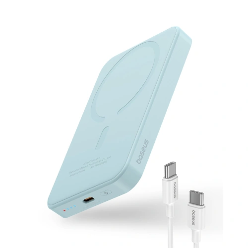 Powerbank Baseus 5000mAh 20W z funkcją ładowania indukcyjnego + kabel USB-C (20V/3A) niebieski