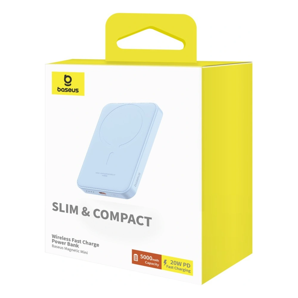 Hurtownia GSM - Powerbank Baseus 5000mAh 20W cu funcție de încărcare wireless + cablu USB-C (20V/3A) albastru - BSU4801 - {ean13} - Hurt