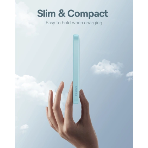 Powerbank Baseus 5000mAh 20W z funkcją ładowania indukcyjnego + kabel USB-C (20V/3A) niebieski