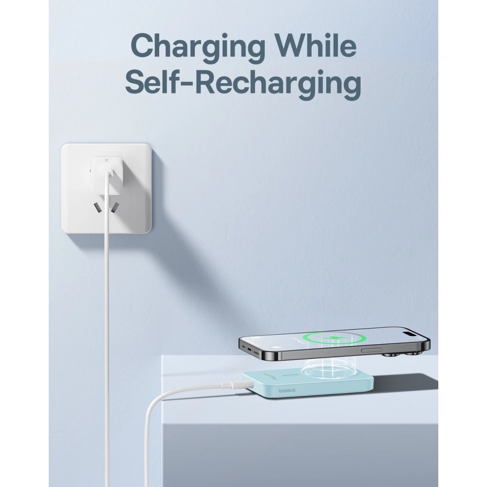 Wholesale Baseus powerbank 5000mAh 20W with inductive charging + USB-C cable (20V/3A) blue - BSU4801 - {ean13} - Hurt