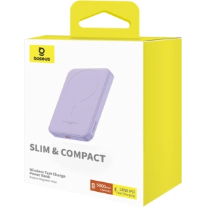 Hurtownia GSM - Powerbank Baseus 5000mAh 20W mit induktiver Ladefunktion + USB-C-Kabel (20V/3A) lila - BSU4802 - {ean13} - Hurt
