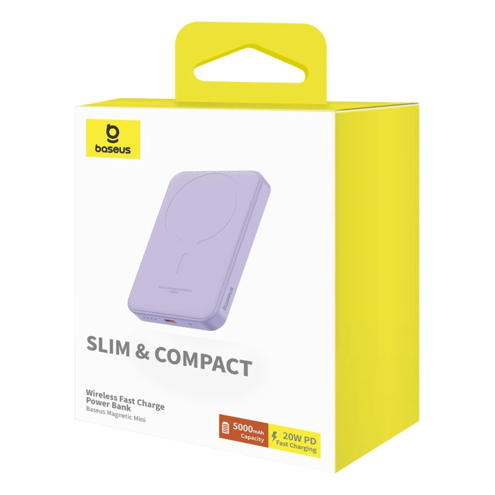 Hurtownia GSM - Powerbank Baseus 5000mAh 20W cu funcție de încărcare inductivă + cablu USB-C (20V/3A) violet - BSU4802 - {ean13} - Hurt