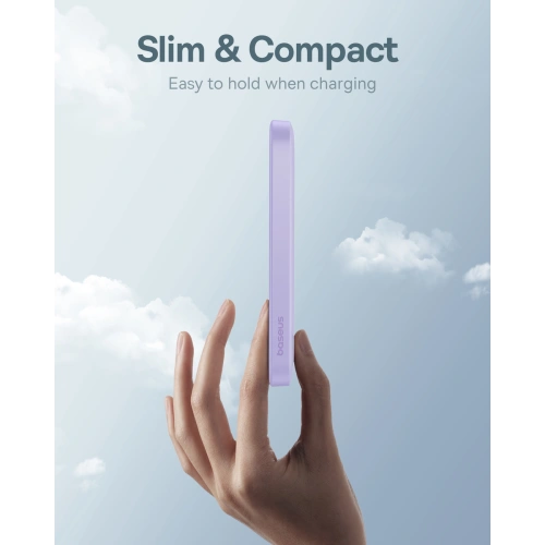 Powerbank Baseus 5000mAh 20W z funkcją ładowania indukcyjnego + kabel USB-C (20V/3A) fioletowy