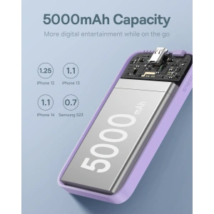 Hurtownia GSM - Powerbank Baseus 5000mAh 20W s funkcí bezdrátového nabíjení + kabel USB-C (20V/3A) fialový - BSU4802 - {ean13} - Hurt