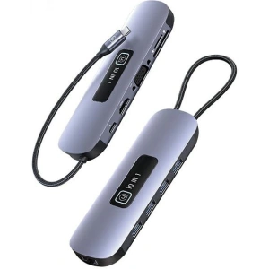 Hurtownia GSM - USAMS US-SJ644 HUB 10w1 USB-C / 3xUSB-A 3.0, TF, SD, USB-C, HDMI, RJ45, VGA PD100W szürke/fémes színű - USA1010 - {ean13} - Hurt