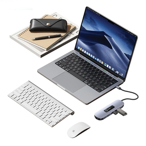 Adapter USAMS US-SJ644 HUB 10w1 USB-C / 3xUSB-A 3.0,TF,SD,USB-C,HDMI,RJ45,VGA PD100W szary/tarnish