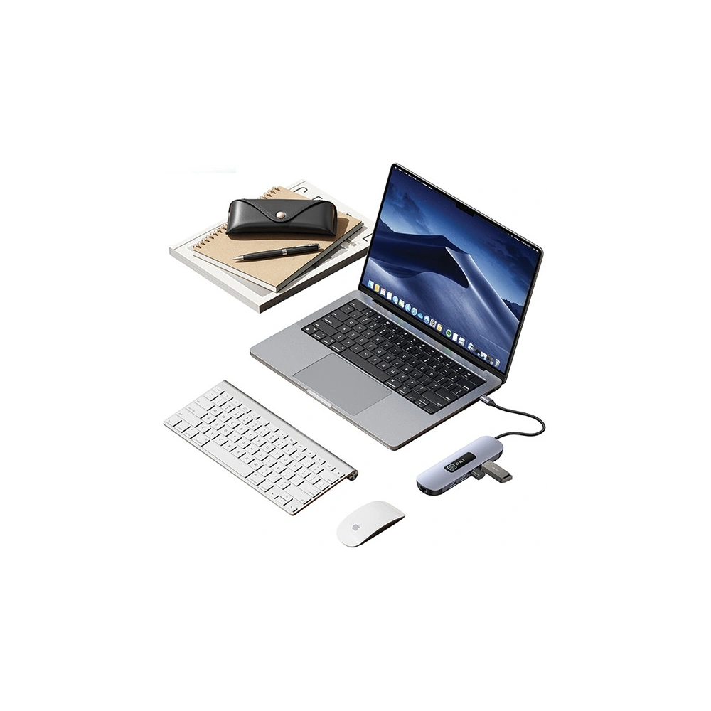 Hurtownia GSM - Adapter USAMS US-SJ644 HUB 10w1 USB-C / 3xUSB-A 3.0, TF, SD, USB-C, HDMI, RJ45, VGA PD100W grau/ tarnish - USA1010 - {ean13} - Hurt