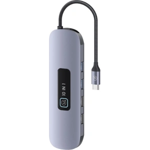 Hurtownia GSM - Adaptor USAMS US-SJ644 HUB 10w1 USB-C / 3xUSB-A 3.0, TF, SD, USB-C, HDMI, RJ45, VGA PD100W gri/întunecat - USA1010 - {ean13} - Hurt
