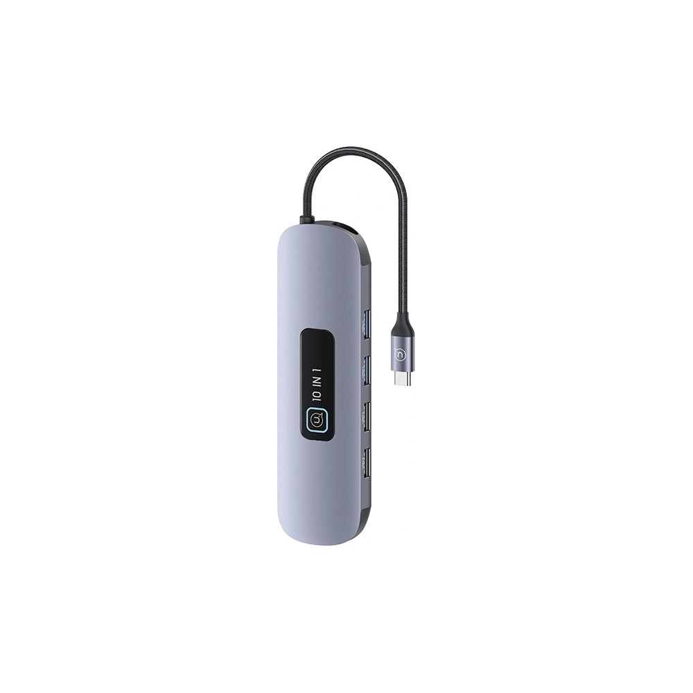 Hurtownia GSM - Adapter USAMS US-SJ644 HUB 10w1 USB-C / 3xUSB-A 3.0, TF, SD, USB-C, HDMI, RJ45, VGA PD100W grau/ tarnish - USA1010 - {ean13} - Hurt