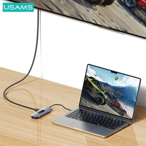 Hurtownia GSM - Adaptor USAMS US-SJ644 HUB 10w1 USB-C / 3xUSB-A 3.0, TF, SD, USB-C, HDMI, RJ45, VGA PD100W gri/întunecat - USA1010 - {ean13} - Hurt