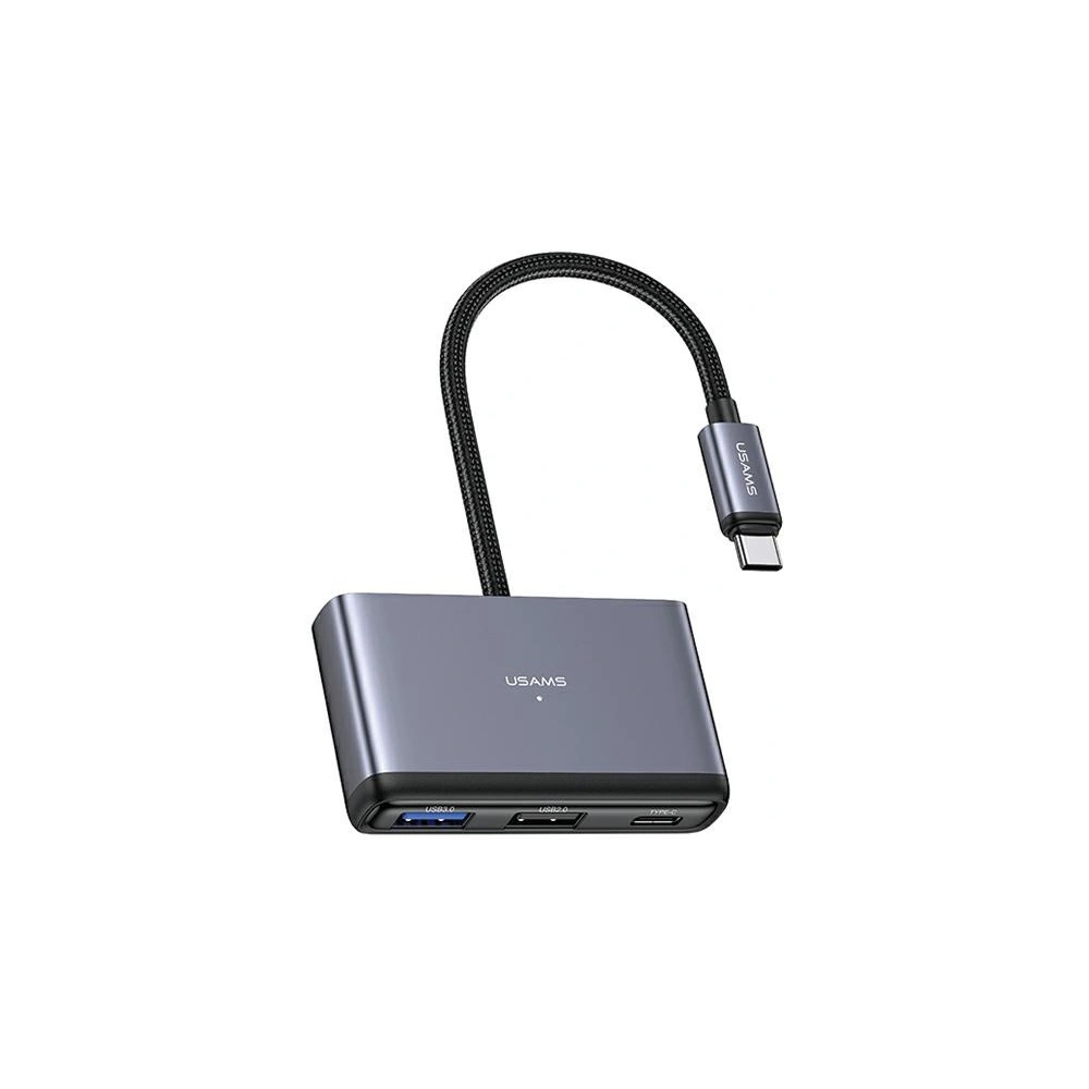 Wholesale USAMS US-SJ627 HUB 4w1 USB-C / 2xUSB-A 2.0,USB-A 3.0,USB-C dark grey - USA1011 - {ean13} - Hurt