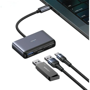 Hurtownia GSM - Adaptor USAMS US-SJ628 HUB 5w1 USB-C / USB-A 2.0, USB 3.0, USB-C, TF, SD gri închis. - USA1012 - {ean13} - Hurt