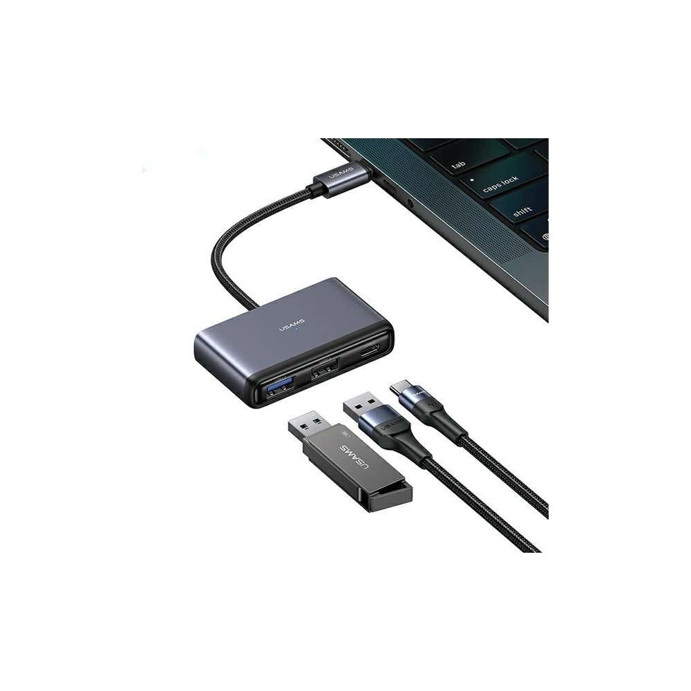 Hurtownia GSM - Adapter USAMS US-SJ628 HUB 5w1 USB-C / USB-A 2.0, USB 3.0, USB-C, TF, SD grau/dunkelgrau - USA1012 - {ean13} - Hurt