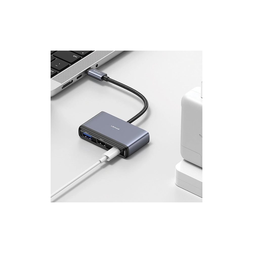 Hurtownia GSM - USAMS US-SJ628 HUB 5w1 USB-C / USB-A 2.0, USB 3.0, USB-C, TF, SD szürke/sötétszürke - USA1012 - {ean13} - Hurt