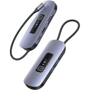 Hurtownia GSM - USAMS US-SJ642 6 az 1-ben USB-C HUB 2xUSB-A 3.0, TF, SD, USB-C, HDMI PD100W szürke/fémes - USA1013 - {ean13} - Hurt