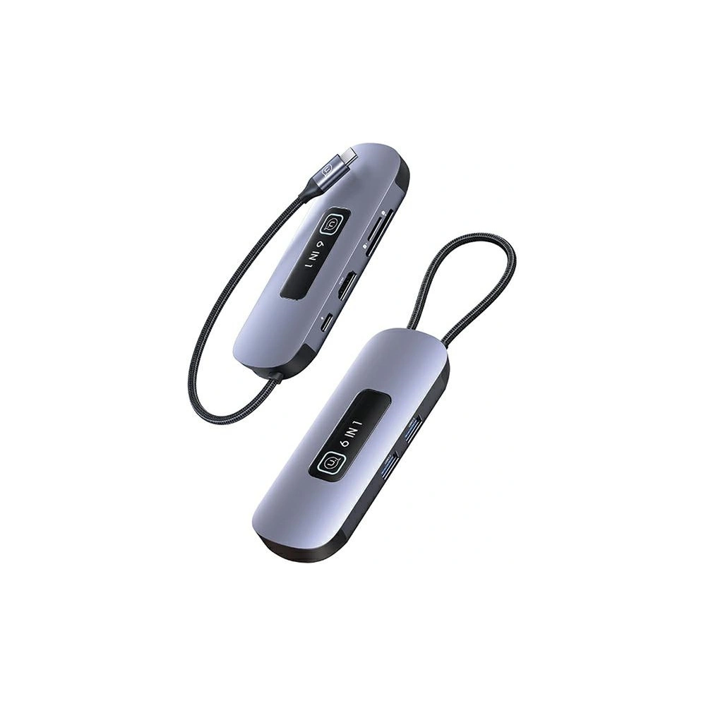 Hurtownia GSM - Adaptor USAMS US-SJ642 HUB 6w1 USB-C / 2xUSB-A 3.0, TF, SD, USB-C, HDMI PD100W gri/întunecat - USA1013 - {ean13} - Hurt