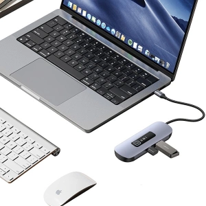 Hurtownia GSM - USAMS US-SJ642 6 az 1-ben USB-C HUB 2xUSB-A 3.0, TF, SD, USB-C, HDMI PD100W szürke/fémes - USA1013 - {ean13} - Hurt