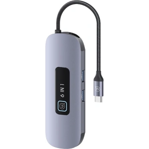Hurtownia GSM - USAMS US-SJ642 6 az 1-ben USB-C HUB 2xUSB-A 3.0, TF, SD, USB-C, HDMI PD100W szürke/fémes - USA1013 - {ean13} - Hurt