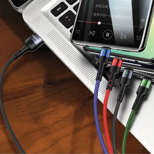Kabel 4w1 USAMS US-SJ317 USB-A / microUSB, USB-C, 2xLightning Fast Charge 2A 1.2m