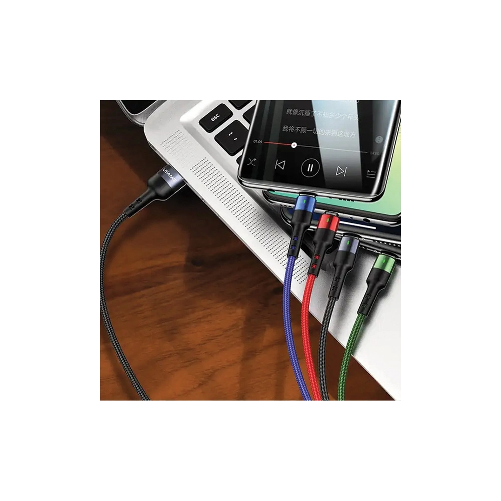 Hurtownia GSM - Cablul 4w1 USAMS US-SJ317 USB-A / microUSB, USB-C, 2xLightning Fast Charge 2A 1.2m - USA1016 - {ean13} - Hurt