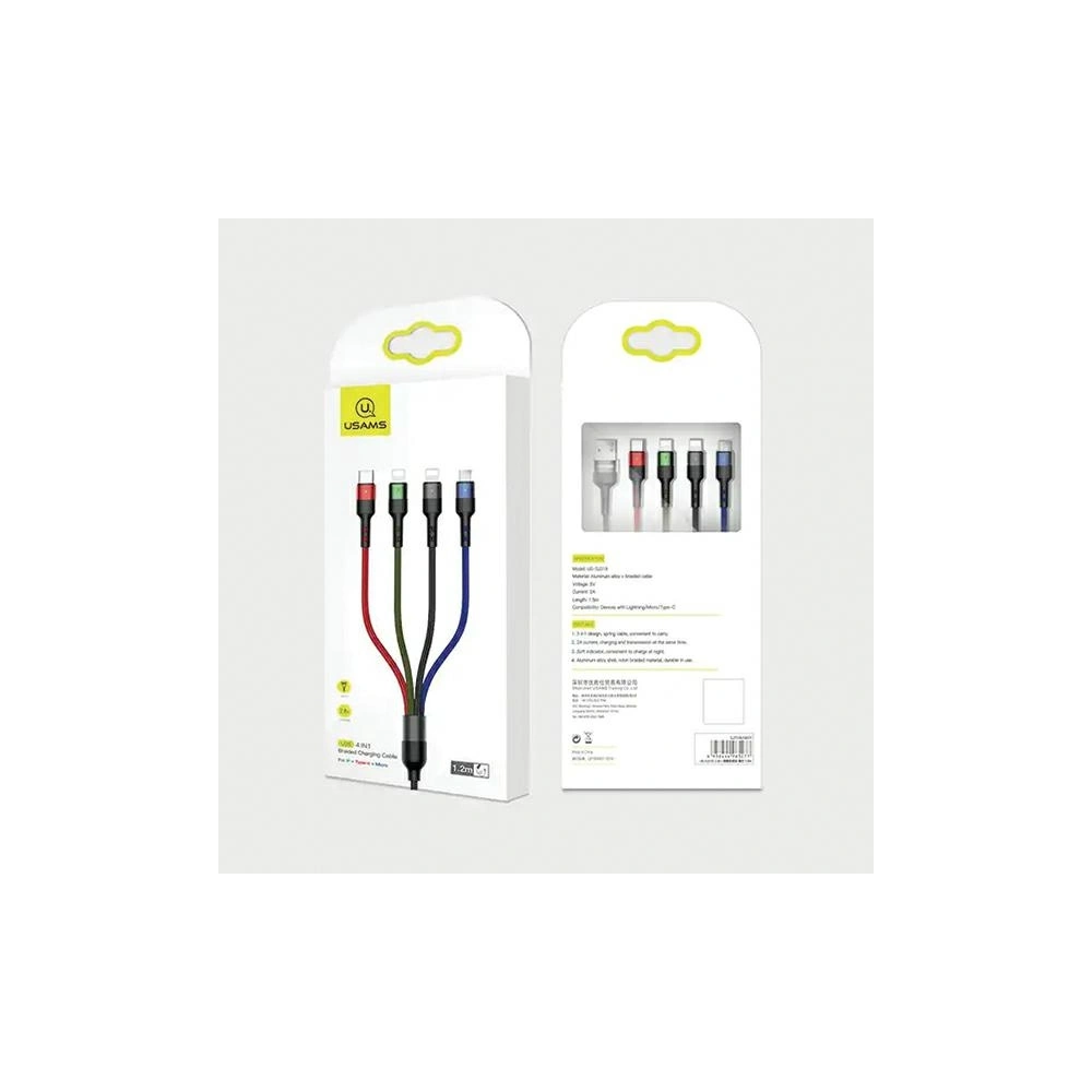 Hurtownia GSM - Kabel 4w1 USAMS US-SJ317 USB-A / microUSB, USB-C, 2xLightning Fast Charge 2A 1.2m - USA1016 - {ean13} - Hurt