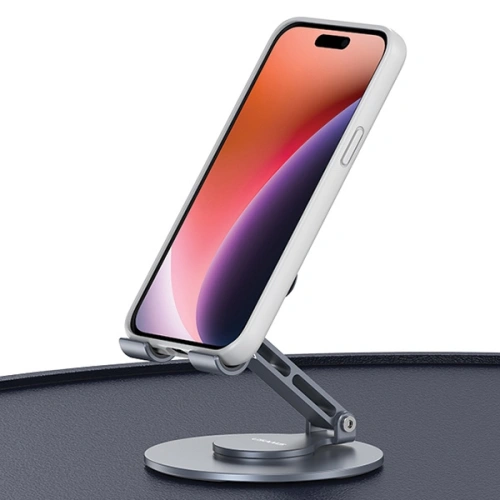 Rotacyjny uchwyt biurkowy na telefon / tablet USAMS US-ZJ074 szary/space grey