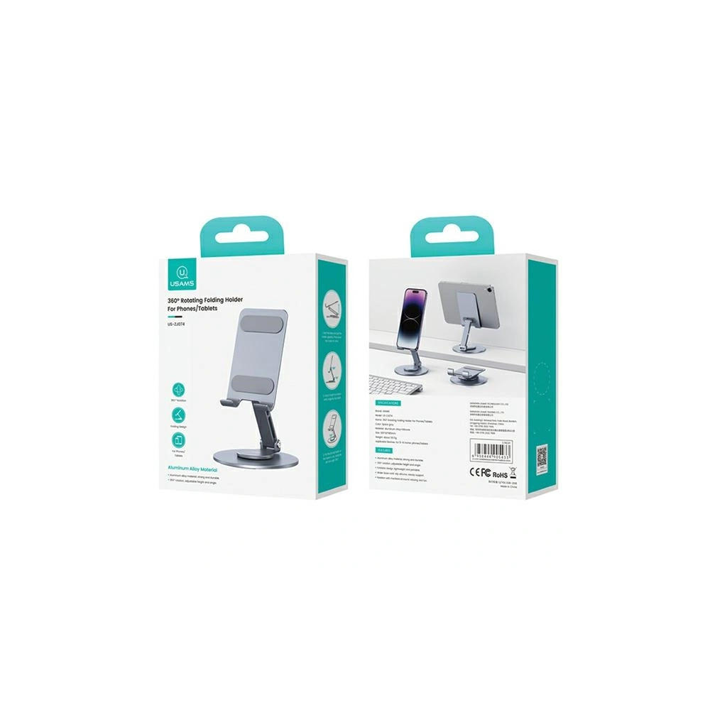 Hurtownia GSM - Rotující stolní držák na telefon/tablet USAMS US-ZJ074 šedý/space grey - USA1017 - {ean13} - Hurt