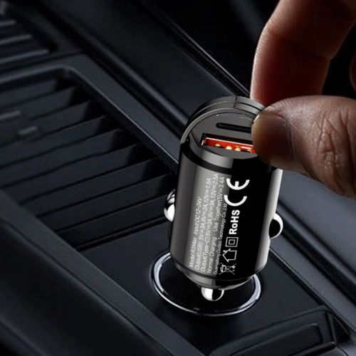 Ładowarka samochodowa Dudao R3MAX USB-A, USB-C 48W QC PD czarna