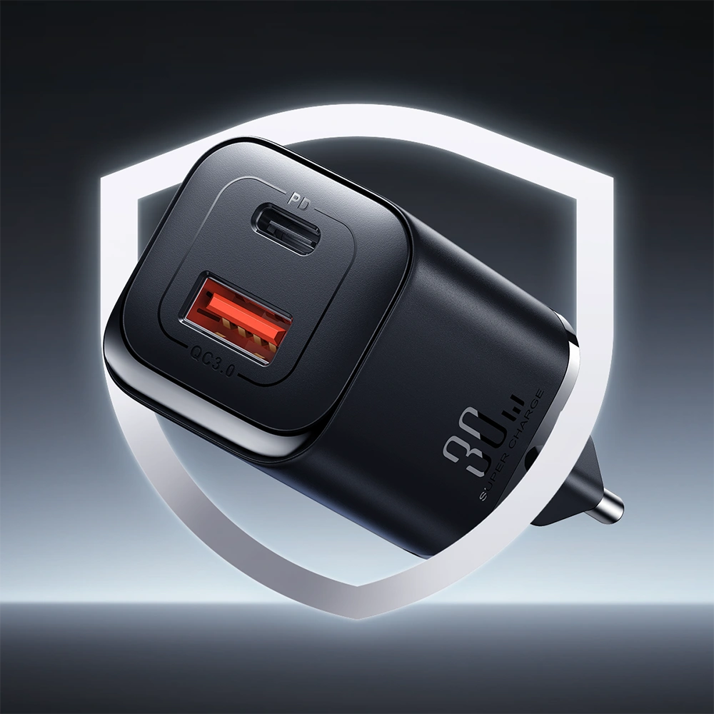 Hurtownia GSM - Síťová nabíječka Joyroom Speed Series JR-TCF08EU USB-A, USB-C 30W PD QC AFC FCP černá - JYR935 - {ean13} - Hurt