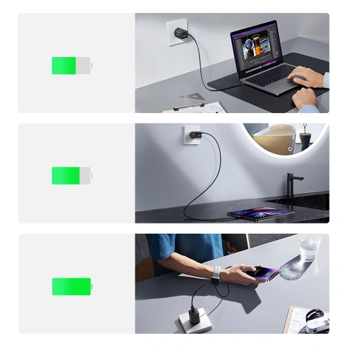 Ładowarka sieciowa Joyroom Speed Series JR-TCF08EU USB-A, USB-C 30W PD QC AFC FCP czarna