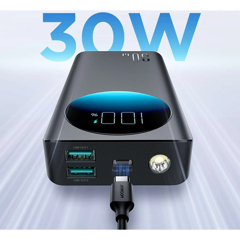 Hurtownia GSM - Powerbank Joyroom JR-PBF02 20000mAh 30W + USB-A / USB-C kábel 25cm fekete - JYR937 - {ean13} - Hurt