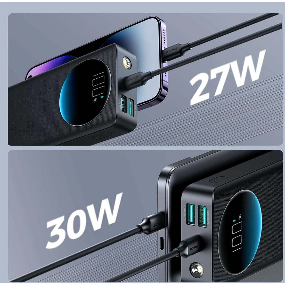 Hurtownia GSM - Powerbank Joyroom JR-PBF02 20000mAh 30W + USB-A / USB-C kábel 25cm fekete - JYR937 - {ean13} - Hurt