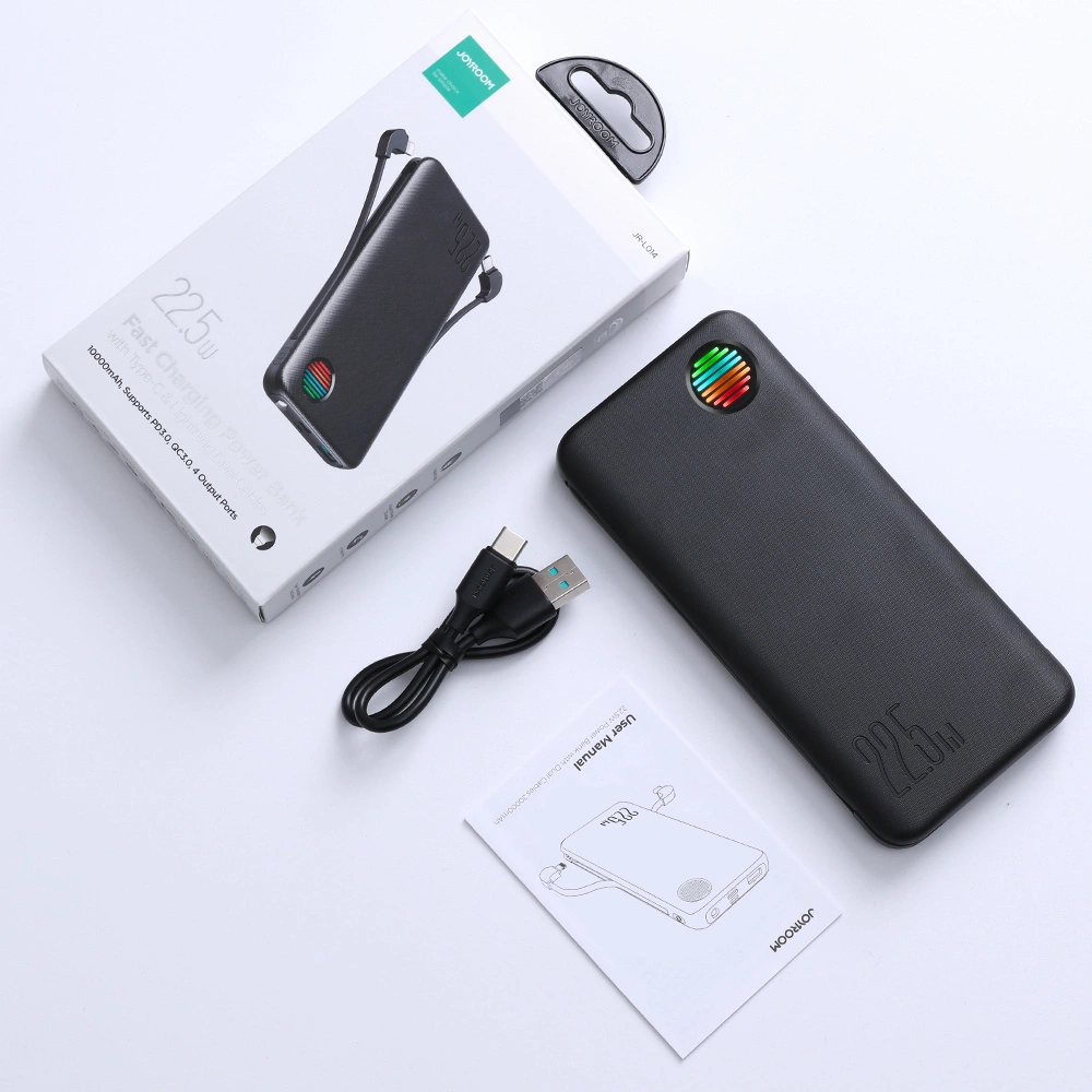 Hurtownia GSM - Powerbank Joyroom JR-L014 10000mAh 22.5W + cabluri USB-C și Lightning integrate + cablu USB-A / USB-C de 25cm negru - JYR939 - {ean13} - Hurt