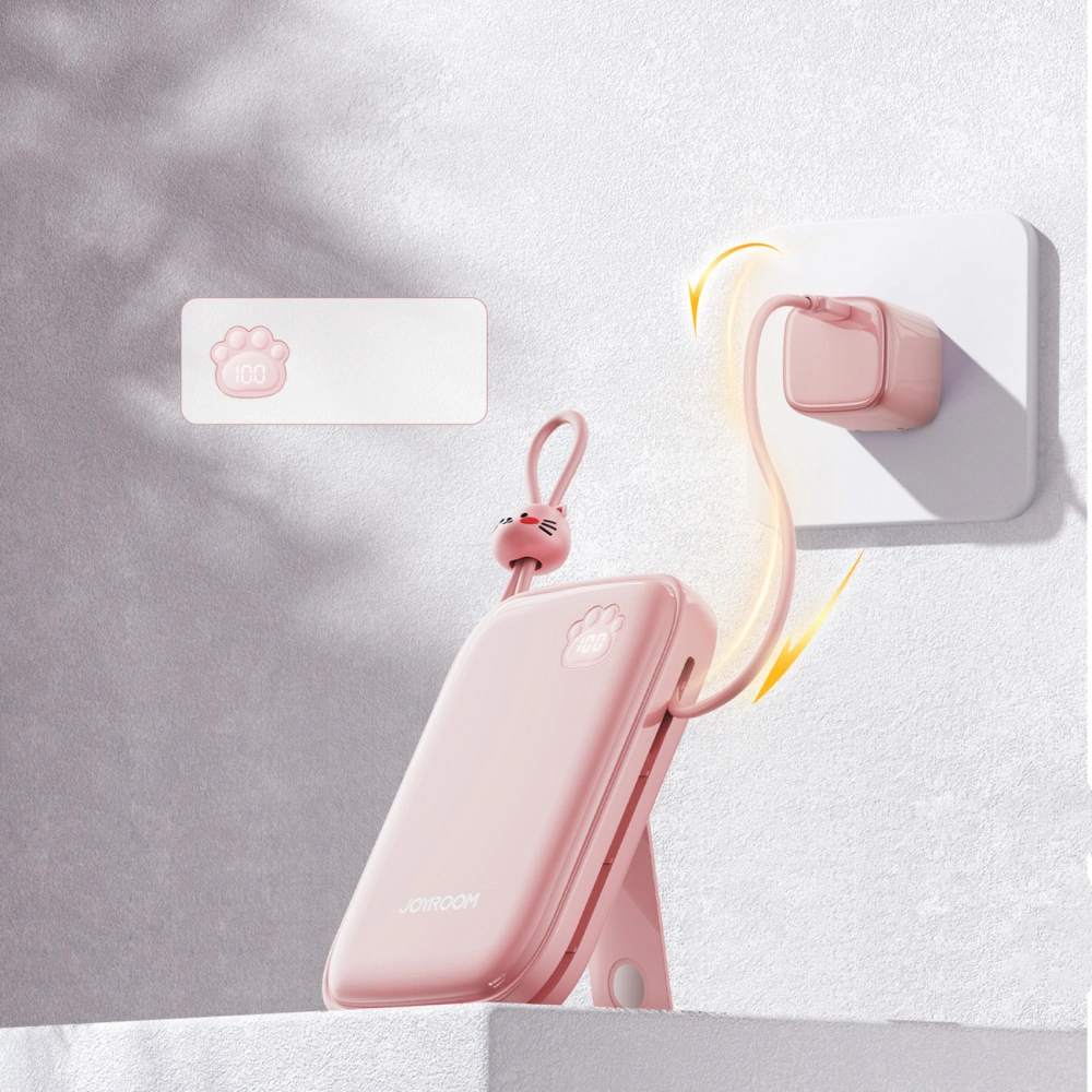 Hurtownia GSM - Powerbank Joyroom Cutie Series JR-L008 Plus 20000mAh 22.5W + beépített USB-C, Lightning kábelek + USB-A / USB-C 25cm rózsaszín - JYR940 - {ean13} - Hurt