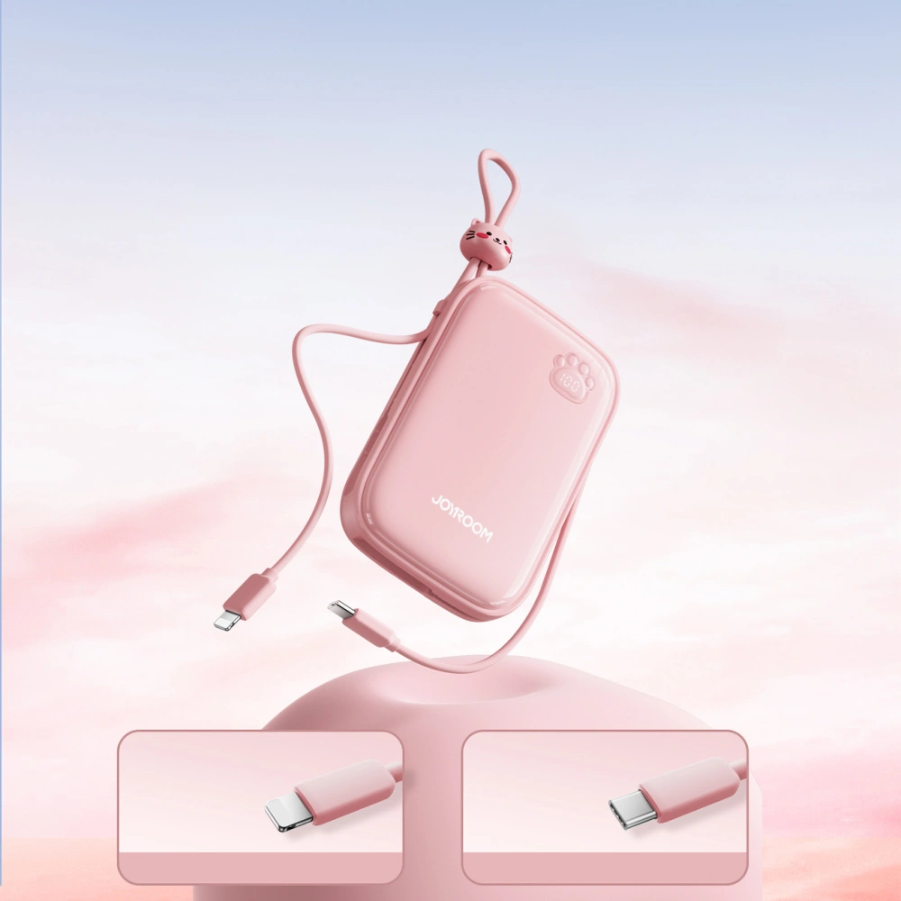 Hurtownia GSM - Powerbank Joyroom Cutie Series JR-L008 Plus 20000mAh 22.5W + beépített USB-C, Lightning kábelek + USB-A / USB-C 25cm rózsaszín - JYR940 - {ean13} - Hurt